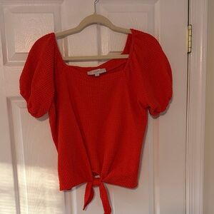 LOFT Vibrant orange Puff Sleeve Blouse